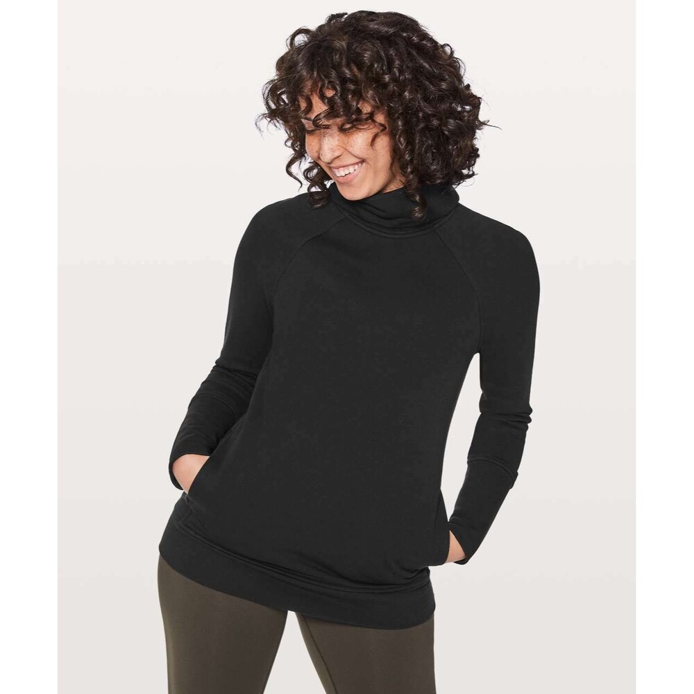 Lululemon Pullover Funnel Neck Black Back to You Tunic Sweatshirt size 6